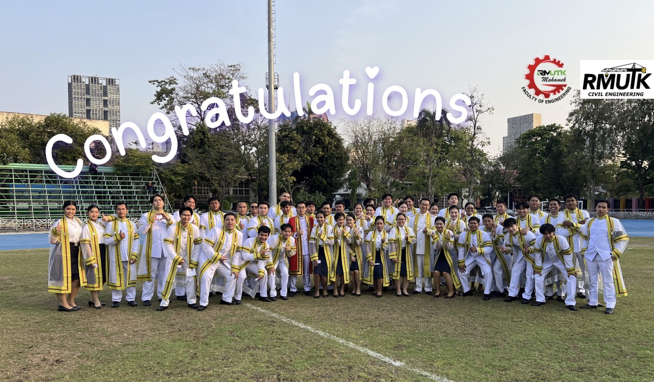 ขอแสดงความยินดีบัณฑิตสาขาวิศวกรรมโยธา เข้ารับพระราชทานปริญญาบัตร ปีการศึกษา 2567
